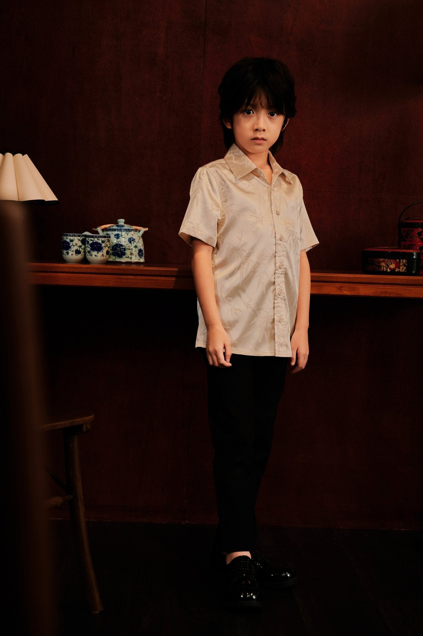 The Huā Collection Boy Holiday Shirt in 韵 Cadence Bamboo Sand - Umbi