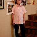 The Huā Collection Boy Holiday Shirt in 韵 Cadence Jacquard Pink - Umbi