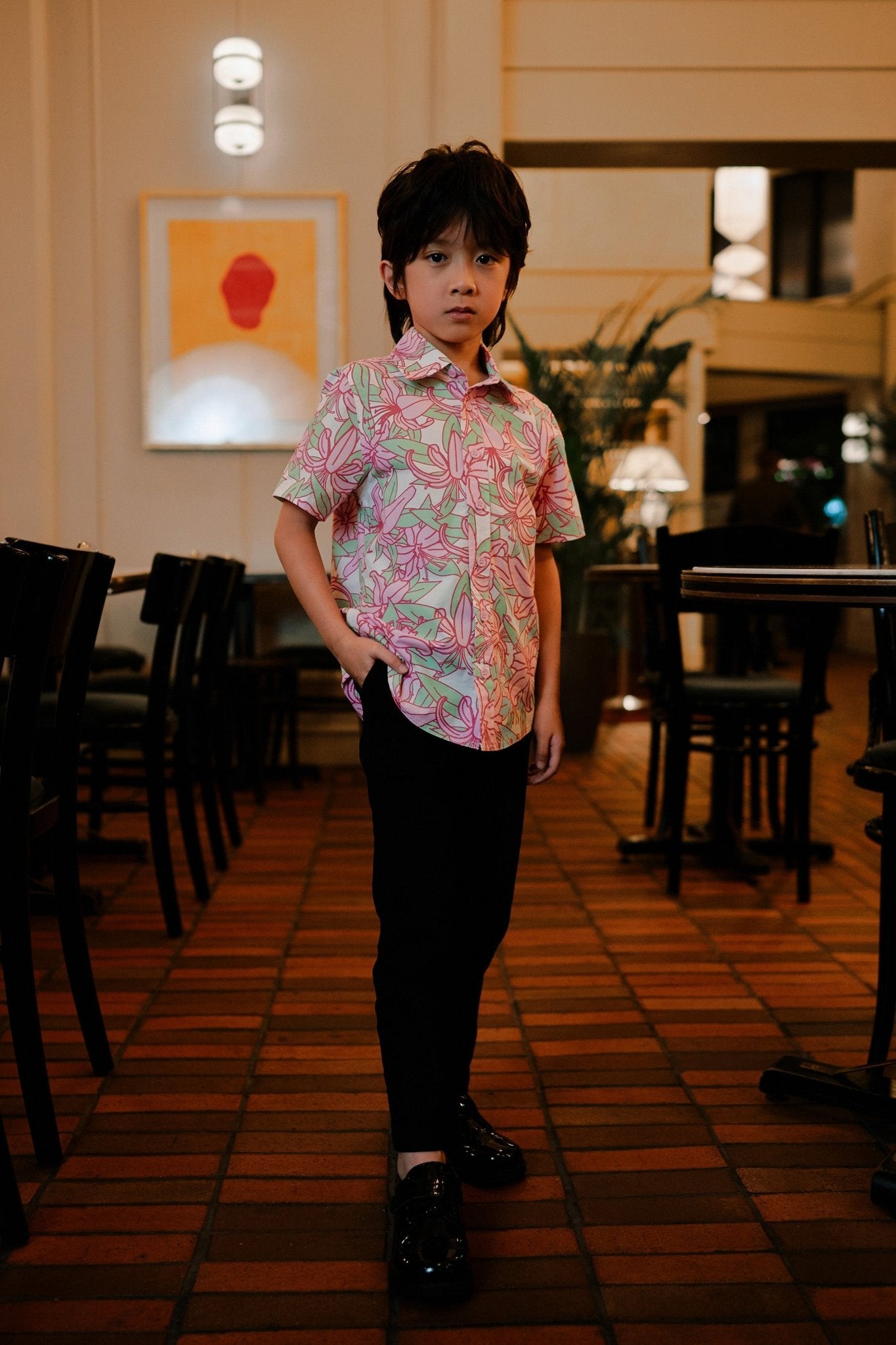 The Huā Collection Boy Holiday Shirt in 熙 Luna Lily - Umbi