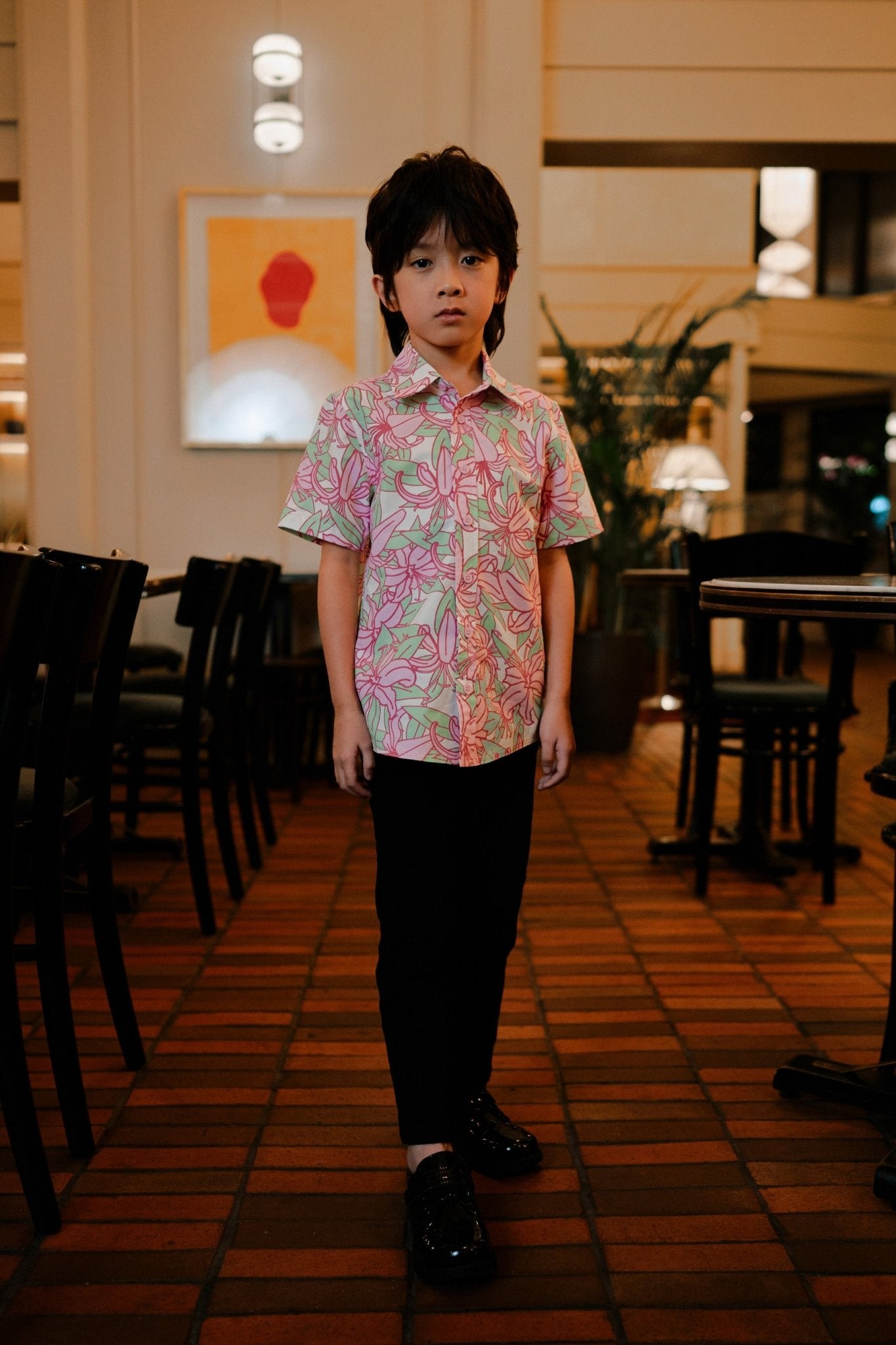 The Huā Collection Boy Holiday Shirt in 熙 Luna Lily - Umbi