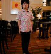 The Huā Collection Boy Holiday Shirt in 熙 Luna Lily - Umbi