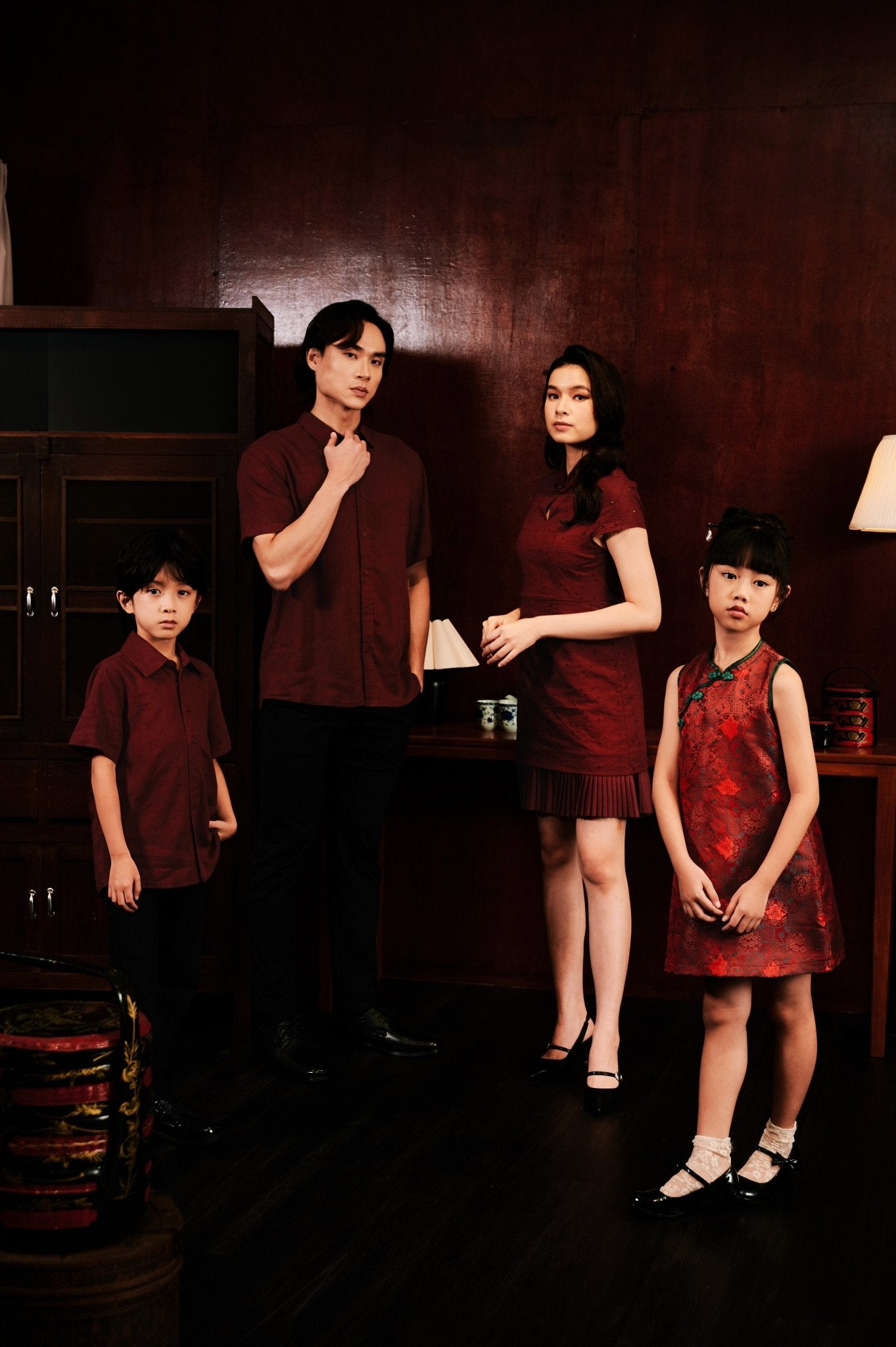 The Huā Collection Boy Holiday Shirt in Maroon - Umbi