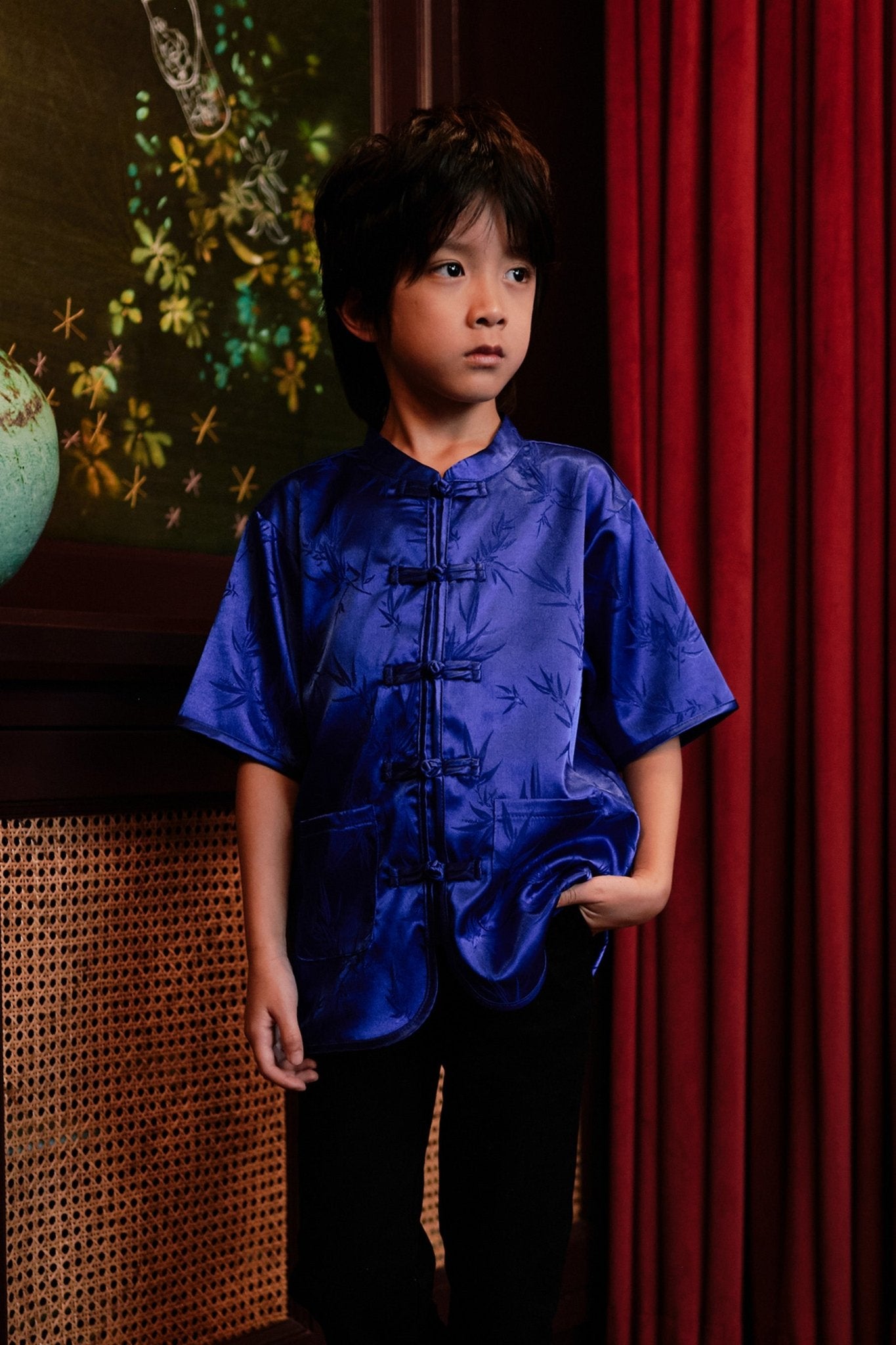 The Huā Collection Boy Short Sleeves Samfu in 韵 Cadence Bamboo Blue - Umbi