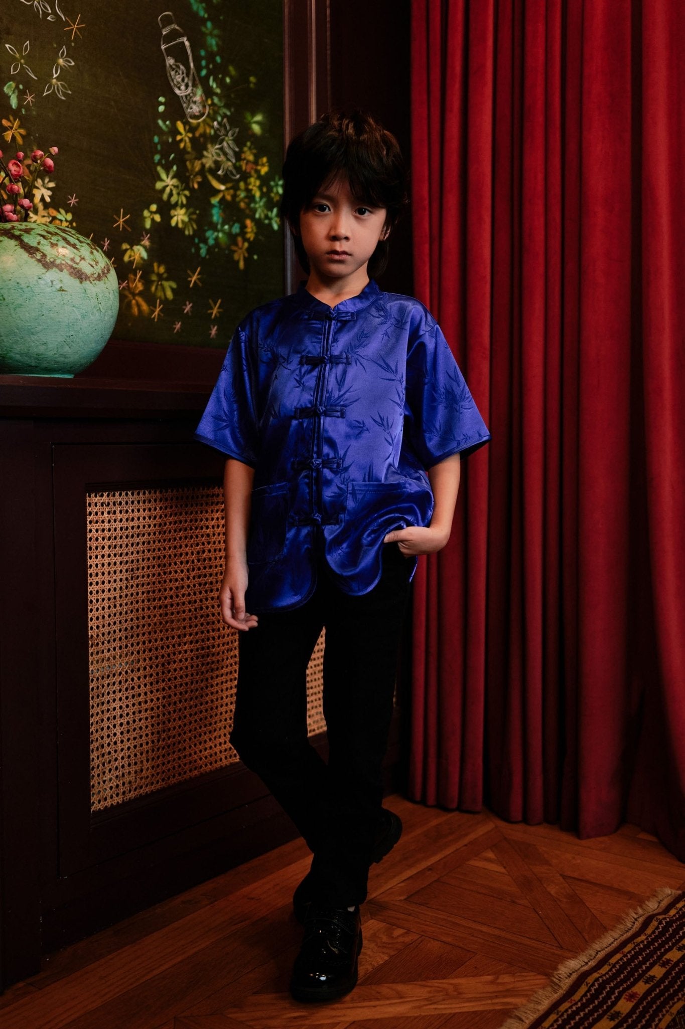 The Huā Collection Boy Short Sleeves Samfu in 韵 Cadence Bamboo Blue - Umbi