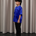 The Huā Collection Boy Short Sleeves Samfu in 韵 Cadence Bamboo Blue - Umbi