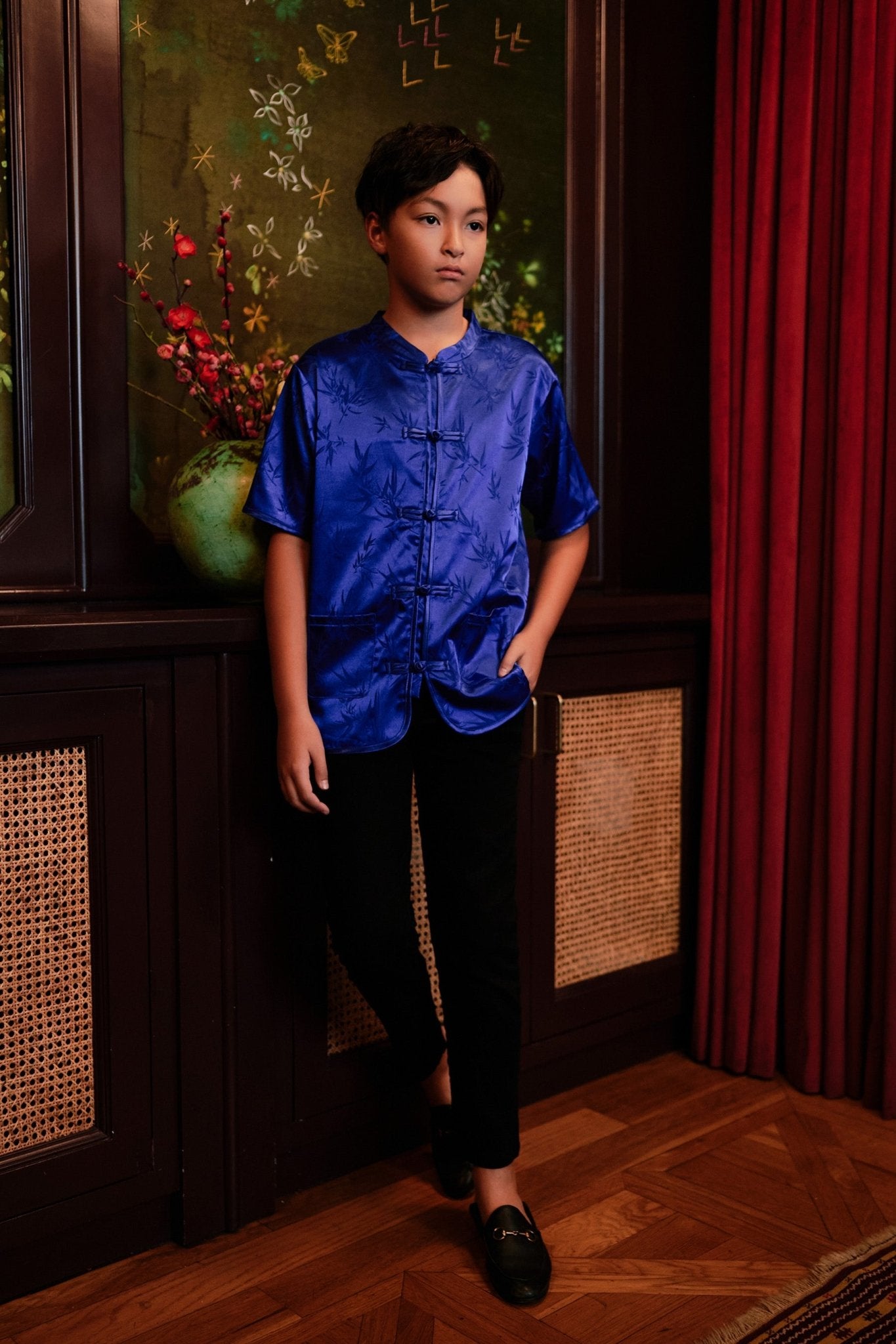 The Huā Collection Boy Short Sleeves Samfu in 韵 Cadence Bamboo Blue - Umbi