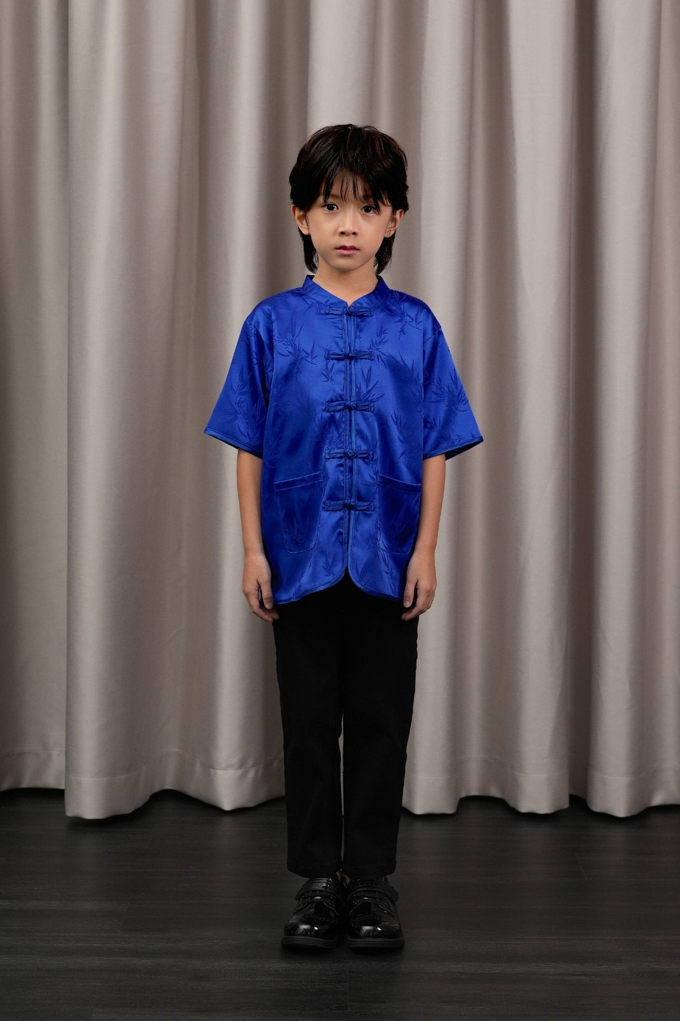 The Huā Collection Boy Short Sleeves Samfu in 韵 Cadence Bamboo Blue - Umbi