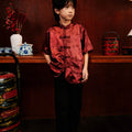 The Huā Collection Boy Short Sleeves Samfu in 韵 Cadence Bamboo Maroon - Umbi