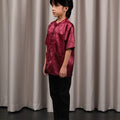 The Huā Collection Boy Short Sleeves Samfu in 韵 Cadence Bamboo Maroon - Umbi