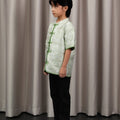 The Huā Collection Boy Short Sleeves Samfu in 韵 Cadence Jacquard Green - Umbi