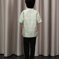 The Huā Collection Boy Short Sleeves Samfu in 韵 Cadence Jacquard Green - Umbi