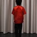 The Huā Collection Boy Short Sleeves Samfu in 韵 Cadence Jacquard Red - Umbi
