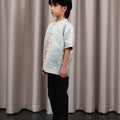 The Huā Collection Boy Short Sleeves Samfu in 韵 Cadence Jacquard Soft Blue - Umbi