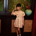The Huā Collection Girl Puff Sleeves Cheongsam in 蕊 Blossom Jacquard Gold - Umbi