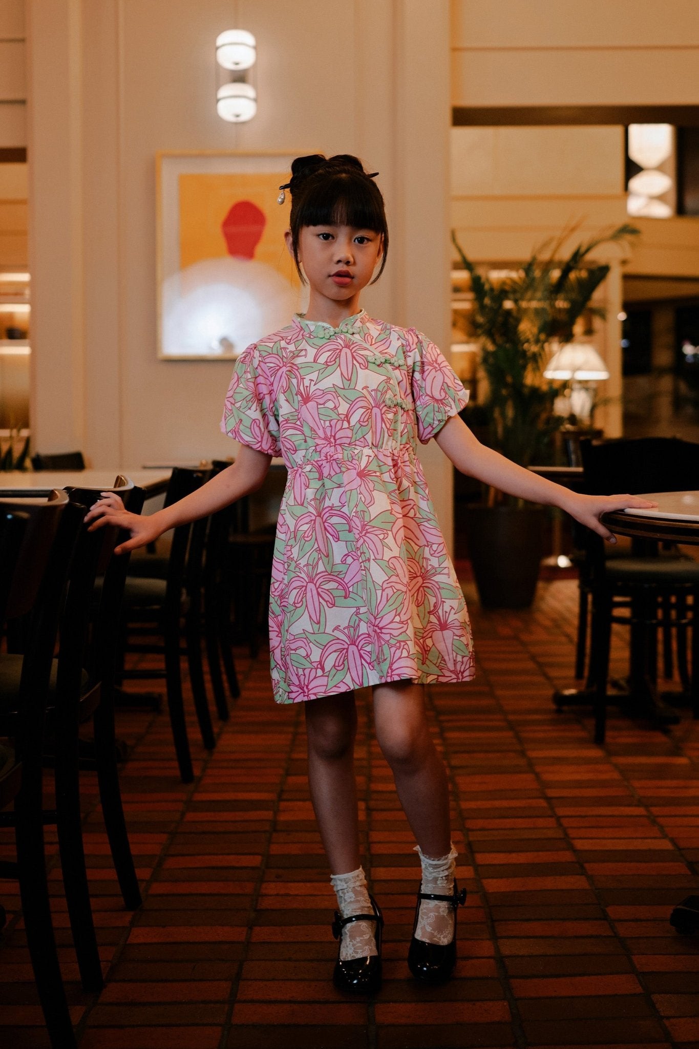 The Huā Collection Girl Puff Sleeves Cheongsam in 熙 Luna Lily - Umbi