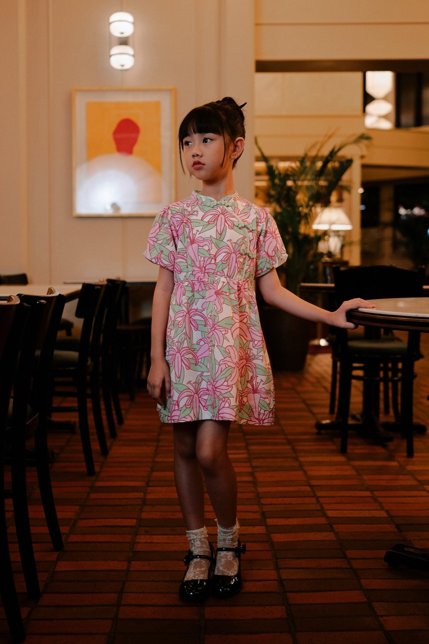 The Huā Collection Girl Puff Sleeves Cheongsam in 熙 Luna Lily - Umbi