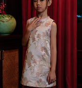 The Huā Collection Girl Sleeveless Cheongsam in 蕊 Blossom Jacquard Lilac - Umbi