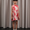 The Huā Collection Girl Sleeveless Cheongsam in 蕊 Blossom Jacquard Red - Umbi