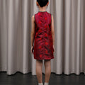 The Huā Collection Girl Sleeveless Cheongsam in 韵 Cadence Jacquard Dark Red - Umbi
