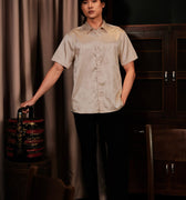 The Huā Collection Men Holiday Shirt in 韵 Cadence Bamboo Sand - Umbi