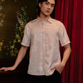 The Huā Collection Men Holiday Shirt in 韵 Cadence Jacquard Pink - Umbi