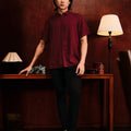 The Huā Collection Men Holiday Shirt in Maroon - Umbi