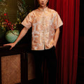The Huā Collection Men Short Sleeves Samfu in 蕊 Blossom Jacquard Gold - Umbi