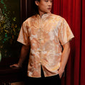 The Huā Collection Men Short Sleeves Samfu in 蕊 Blossom Jacquard Gold - Umbi