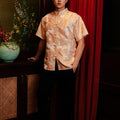 The Huā Collection Men Short Sleeves Samfu in 蕊 Blossom Jacquard Gold - Umbi