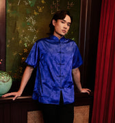 The Huā Collection Men Short Sleeves Samfu in 韵 Cadence Bamboo Blue - Umbi
