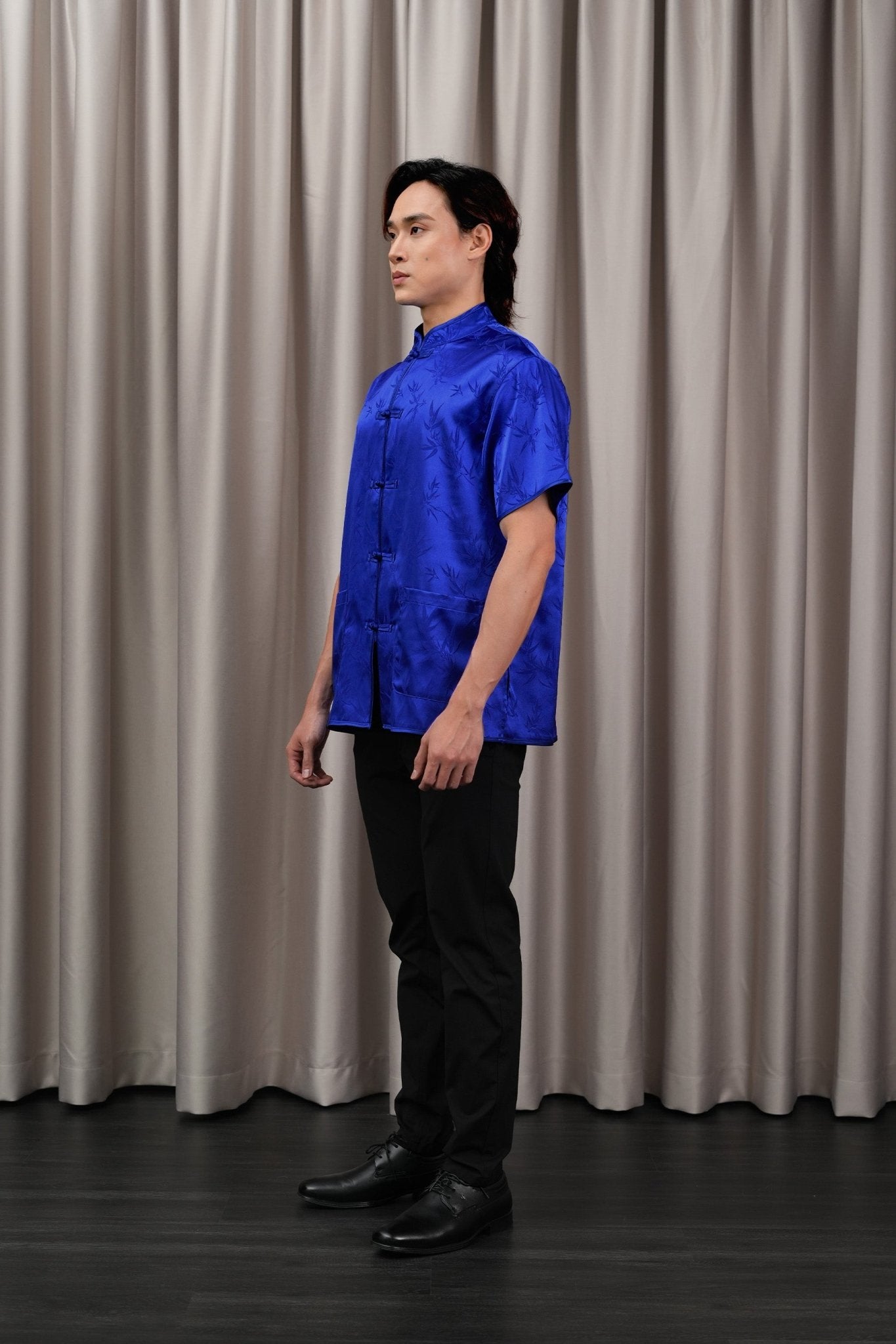 The Huā Collection Men Short Sleeves Samfu in 韵 Cadence Bamboo Blue - Umbi