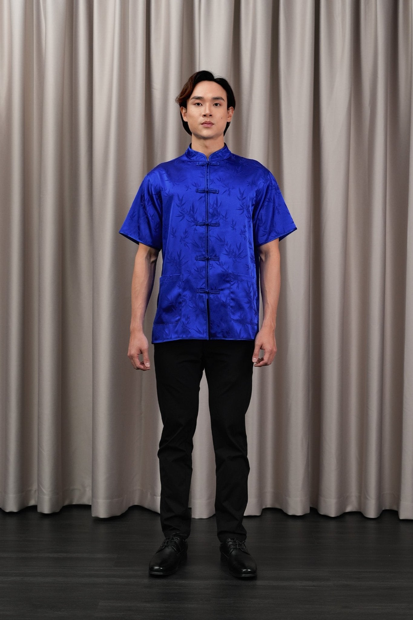 The Huā Collection Men Short Sleeves Samfu in 韵 Cadence Bamboo Blue - Umbi