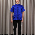The Huā Collection Men Short Sleeves Samfu in 韵 Cadence Bamboo Blue - Umbi