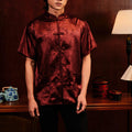 The Huā Collection Men Short Sleeves Samfu in 韵 Cadence Bamboo Maroon - Umbi