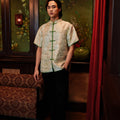 The Huā Collection Men Short Sleeves Samfu in 韵 Cadence Jacquard Green - Umbi