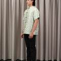 The Huā Collection Men Short Sleeves Samfu in 韵 Cadence Jacquard Green - Umbi