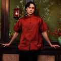 The Huā Collection Men Short Sleeves Samfu in 韵 Cadence Jacquard Red - Umbi