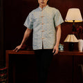 The Huā Collection Men Short Sleeves Samfu in 韵 Cadence Jacquard Soft Blue - Umbi