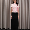 The Huā Collection Women Classic Oriental Blouse in 蕊 Blossom Jacquard Pink - Umbi