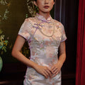 The Huā Collection Women Fitted Cheongsam in 蕊 Blossom Jacquard Lilac - Umbi