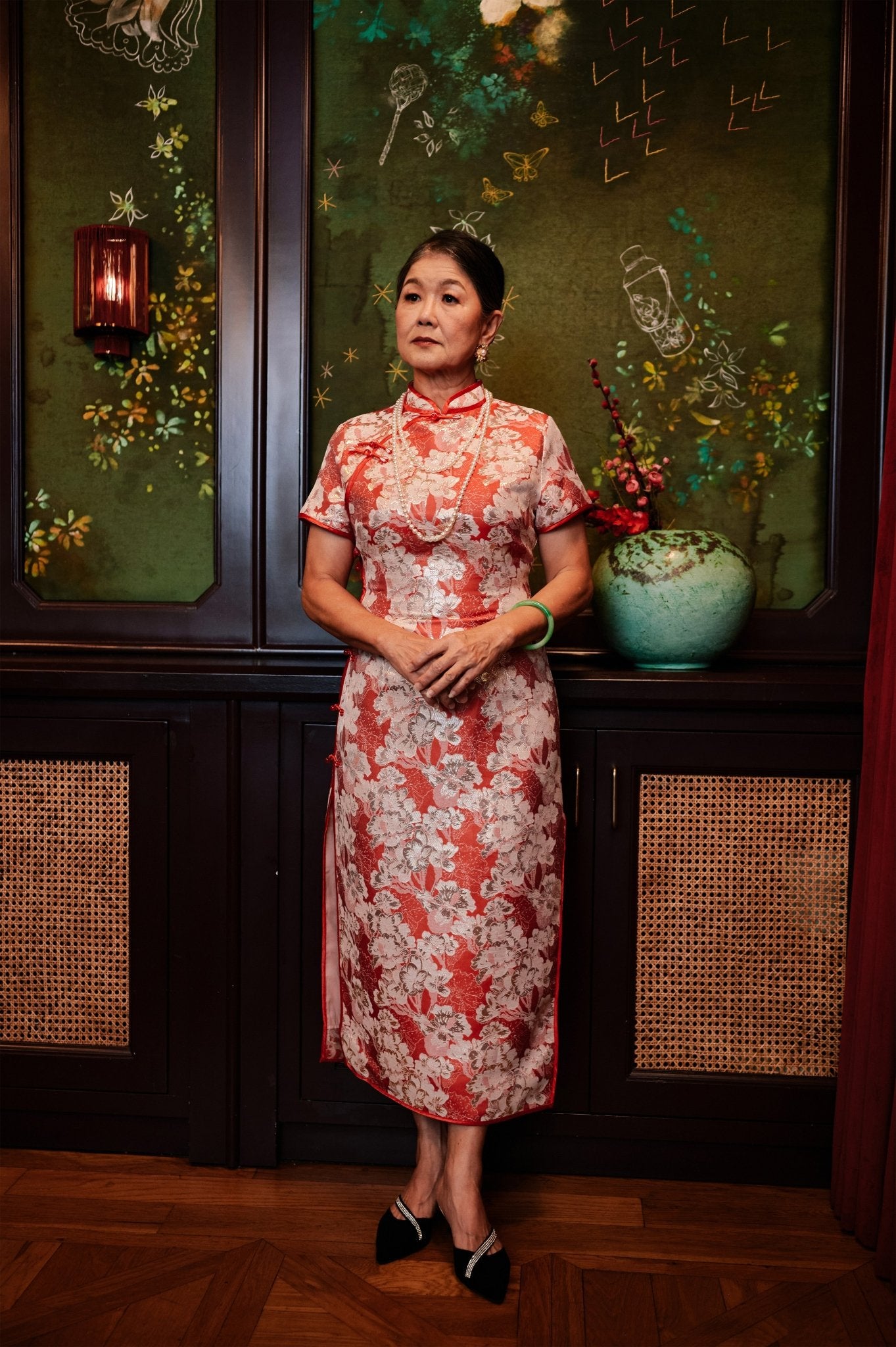 The Huā Collection Women Fitted Cheongsam in 蕊 Blossom Jacquard Red - Umbi
