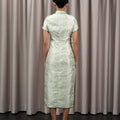 The Huā Collection Women Fitted Cheongsam in 韵 Cadence Jacquard Green - Umbi