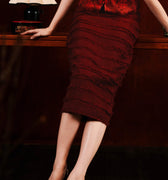The Huā Collection Women Fitted Skirt in Maroon - Umbi