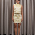 The Huā Collection Women Short Skirt in 蕊 Blossom Jacquard Yellow - Umbi
