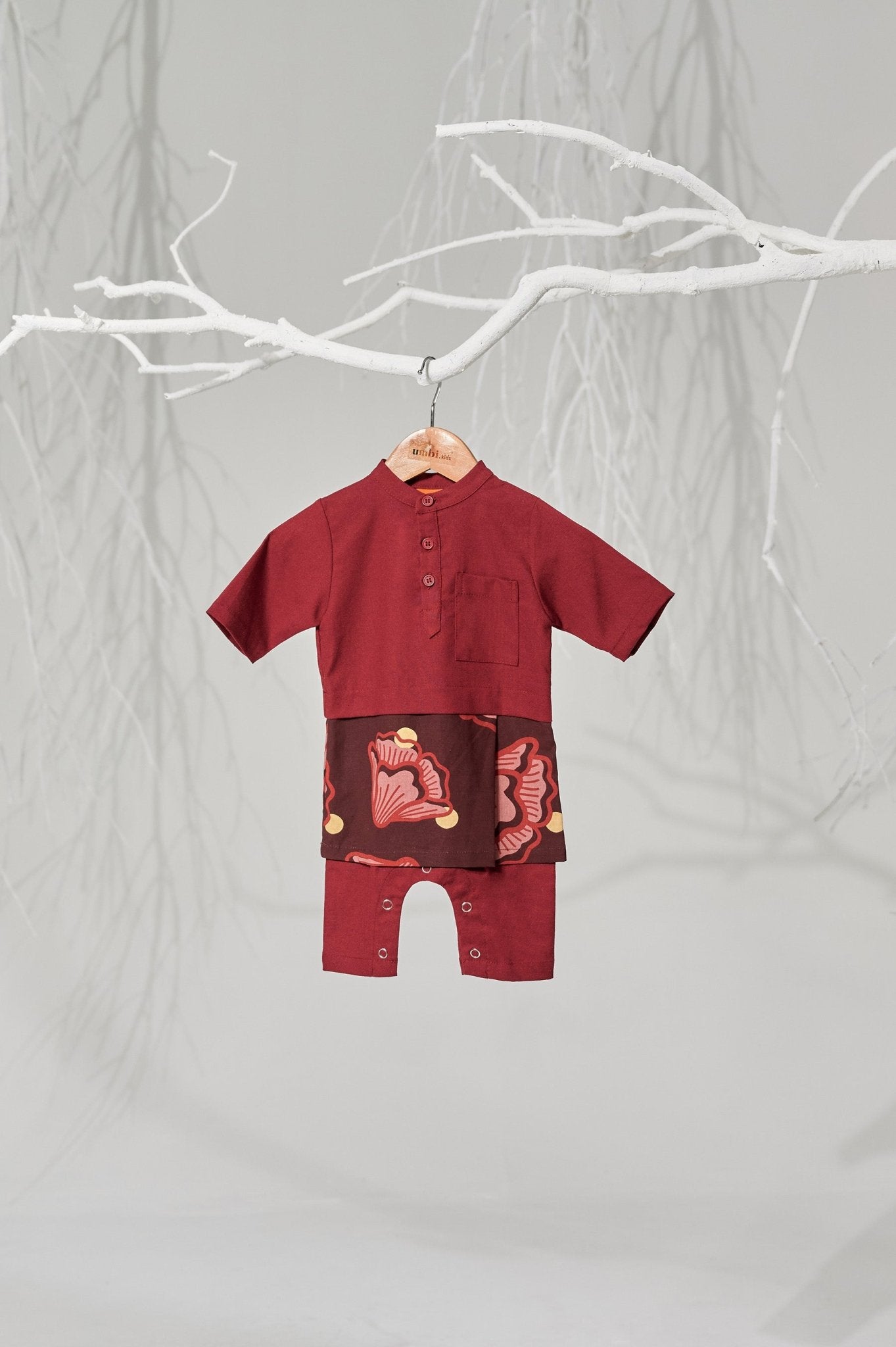The Musim Collection Baby Baju Melayu 3 - in - 1 Autumn Print - Umbi