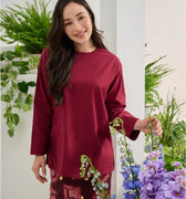 The Musim Collection Women Boxy Top Burgundy - Umbi