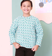 The Nikmat Collection Boy Teluk Belanga Top Mint Drops Print - Umbi