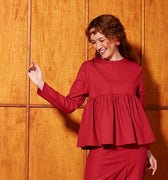 The Nostalgia Women Ruffle Blouse Red - Umbi