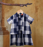 The Nusantara Collection Baby Kebarung Dress Checked Navy - Umbi