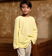 The Nusantara Collection Boy Long Sleeve Kurta Butter Yellow - Umbi